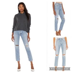 AGOLDE Riley Long High Rise Straight Distressed Jeans light wash Women’s size 25